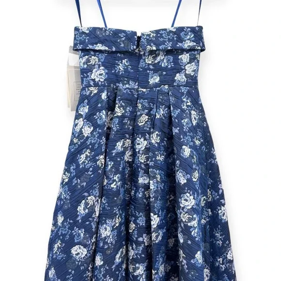 knee length dresses for ladies Mac Duggal Petite Floral Brocade Strapless Fitted Midi Dress main image 1